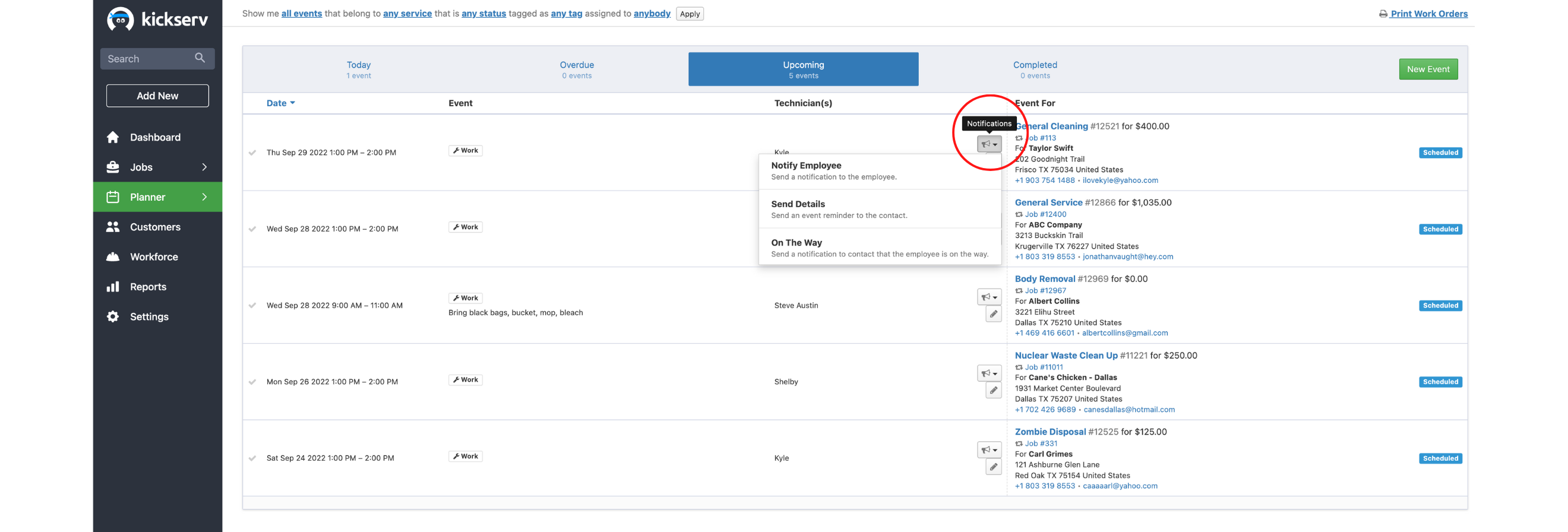 New Kickserv Notification Feature